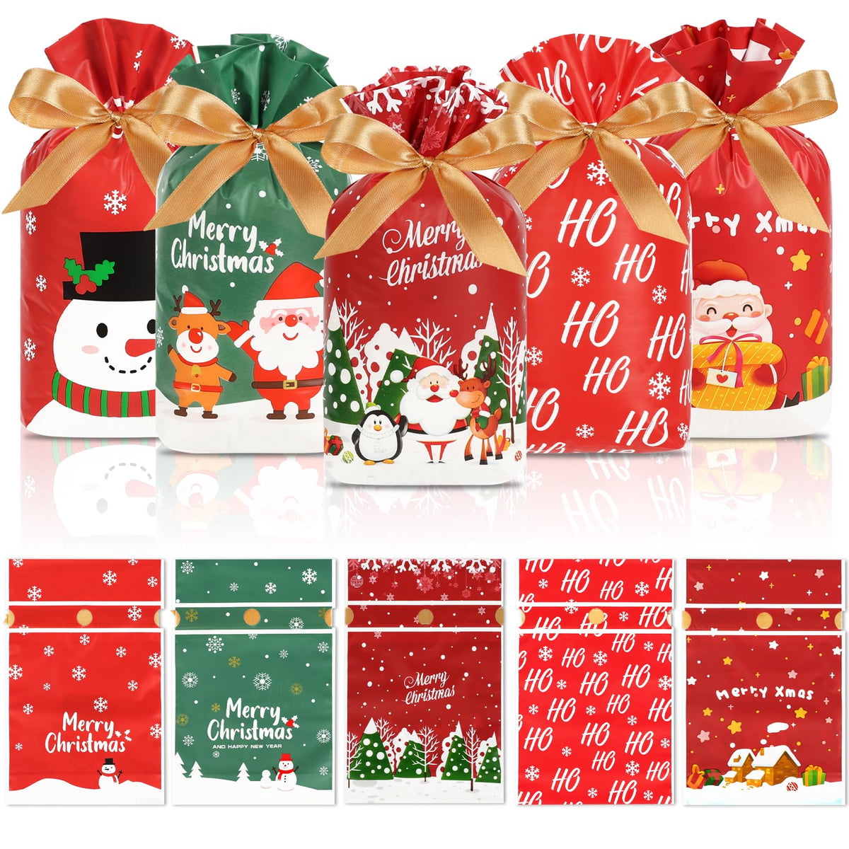 HRX Festive 50pc Christmas Candy Bags 5.8x9x2.4inch