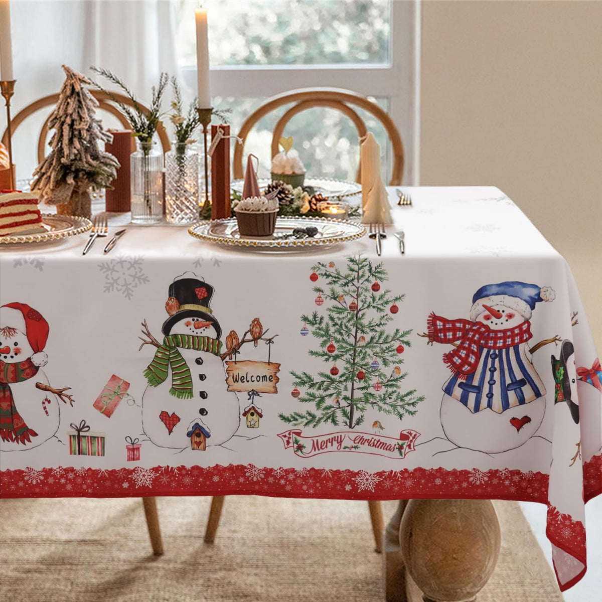Bnejvif Christmas Tablecloth Christmas Table Cloth Holiday Tablecloth for Christmas Decor